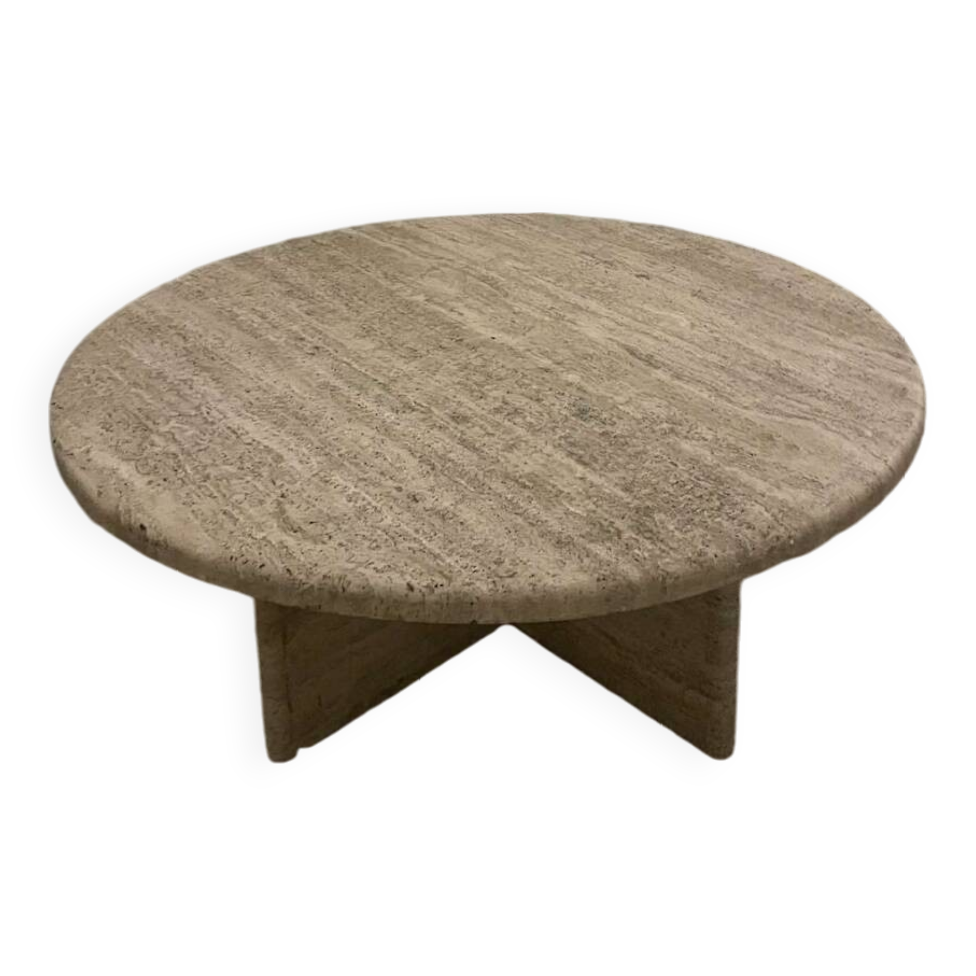 Table basse ronde en travertin, Italy, 1970s