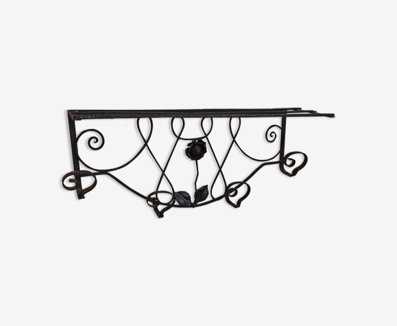 Coat Rack In Wrought Iron Art Deco, Wrought Iron Coat Rack With Hooks And Shelves