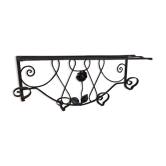 Coat rack in wrought iron art deco patère with decoration of black rose coat rack coat rack