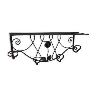 Coat rack in wrought iron art deco patère with decoration of black rose coat rack coat rack