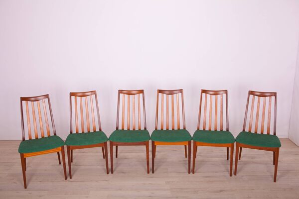 Chaises de salle à manger en tissu et teck par Leslie Dandy pour G-Plan, années 1960, lot de 6