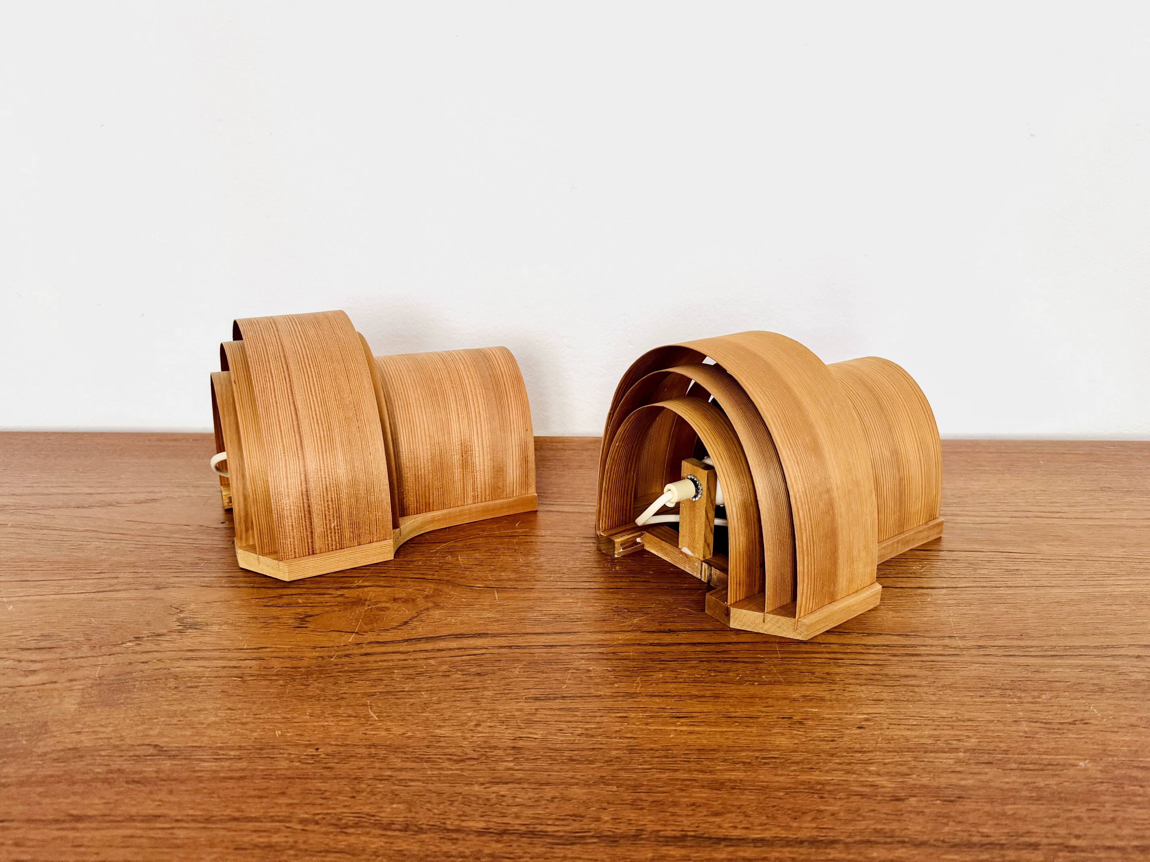 Ensemble de 2 lampes murales en bois par Hans Agne Jakobsson
