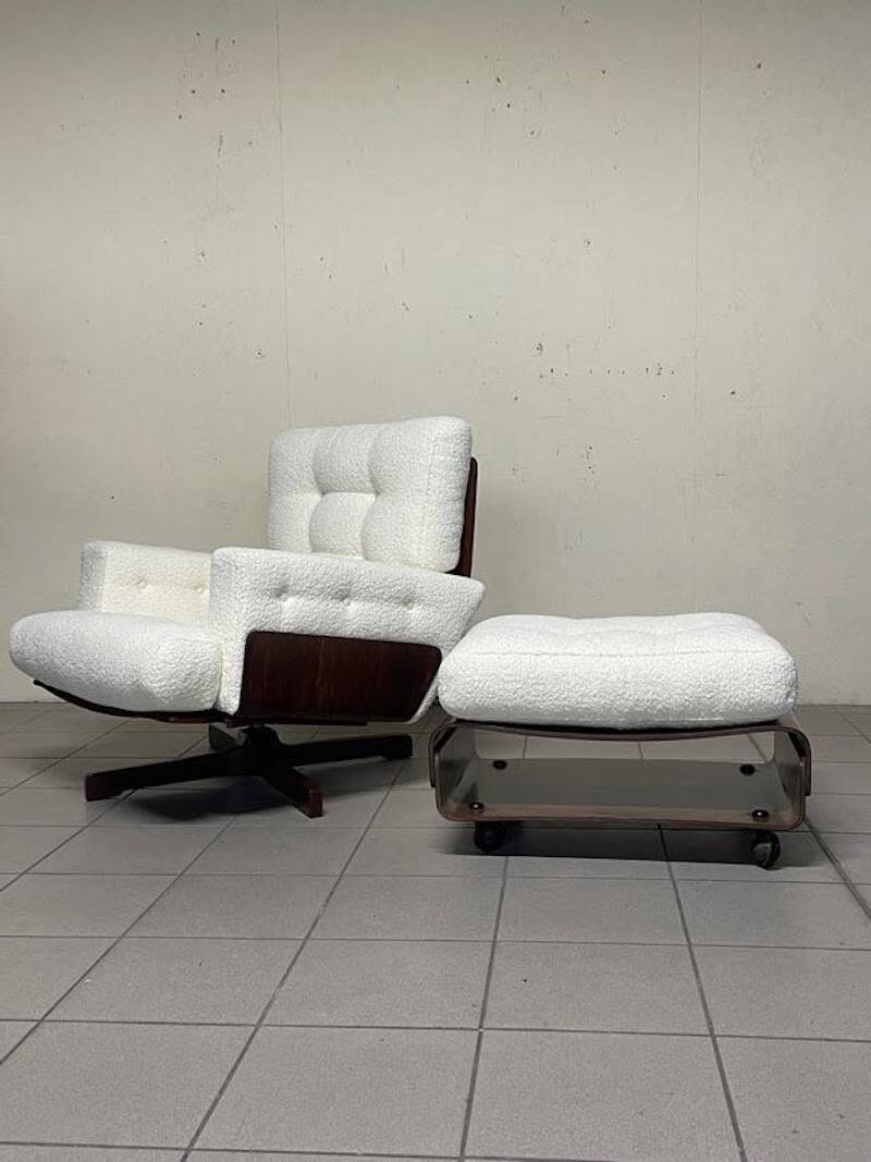 Poltrona 401 con poggiapiedi di Menilio Taro per Cinova, 1964