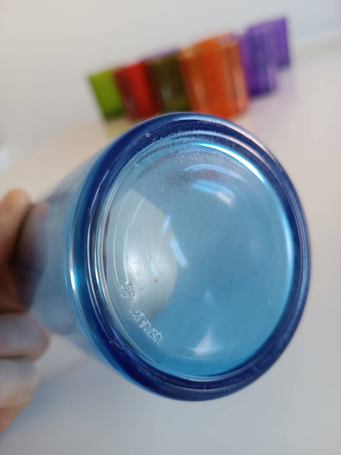 Set of 10 multi-colored water glasses Italy 1980