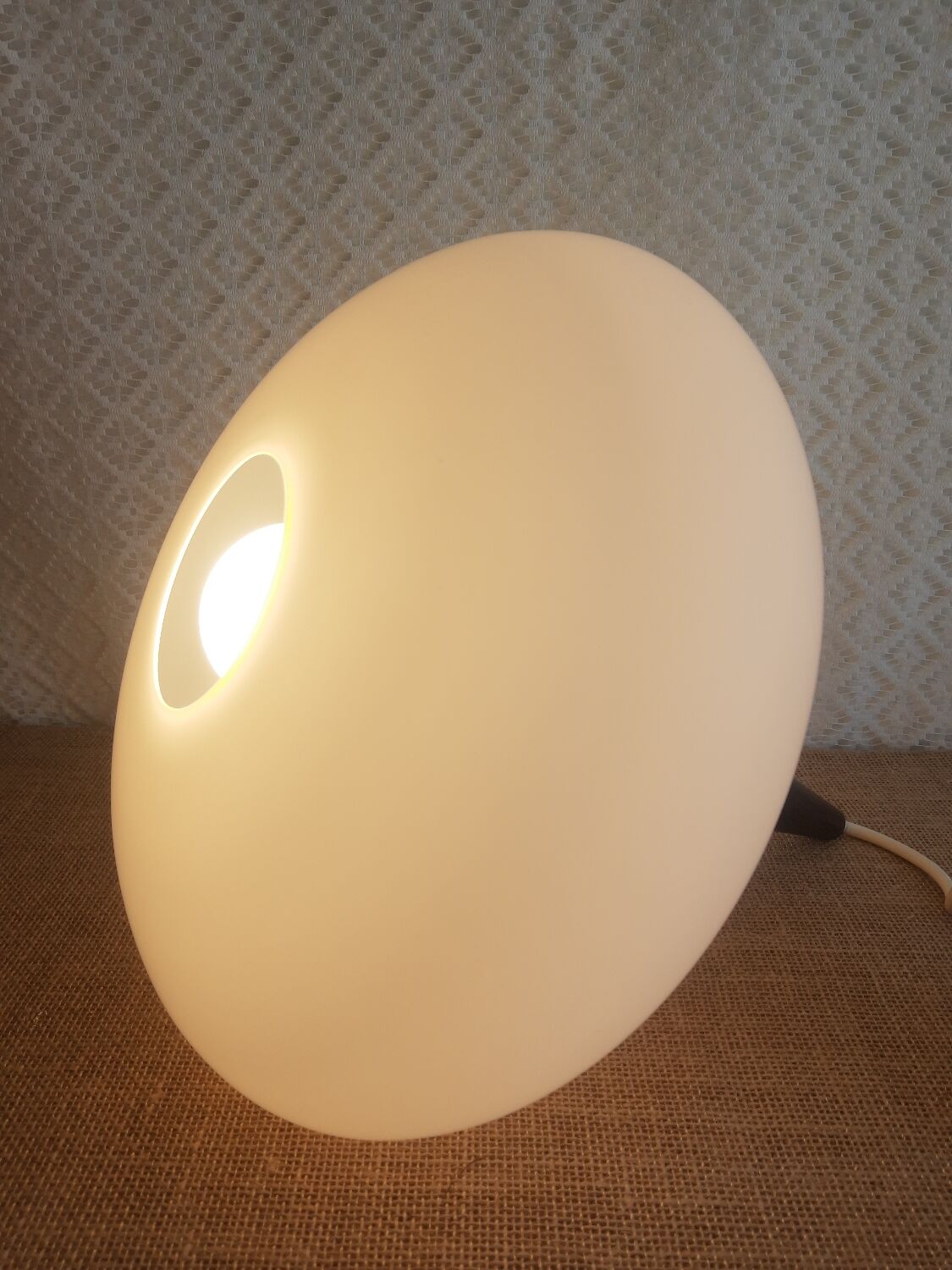 Louis Kalff teak and opaline pendant light, Philips