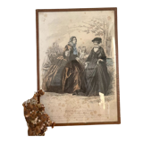 Old engraving titled Fashions of Paris framed