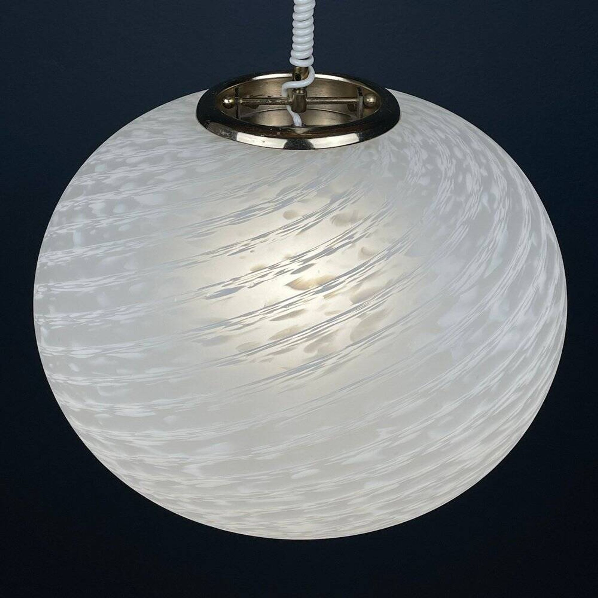 Large swirling Murano glass pendant lamp from Vetri Murano, Italy, 1970s.