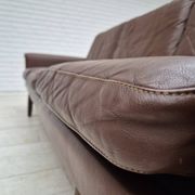 1970s, Danish 3-seater sofa, original brown leather.