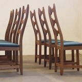Six vintage 1960s Danish ladderback oak chairs, Henning Kjærnulf brutalist style