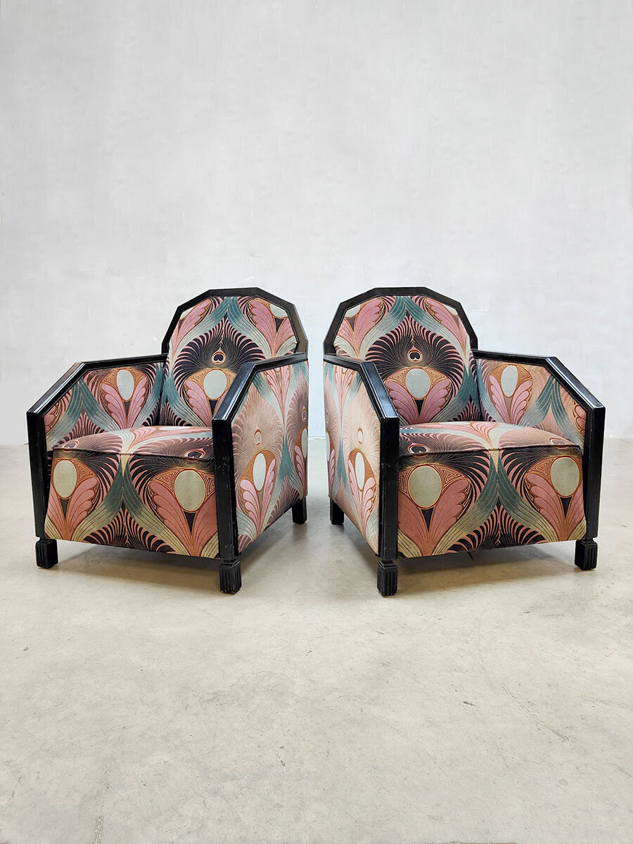 Art deco club chairs lounge chairs 'Luxury peacock dessin'