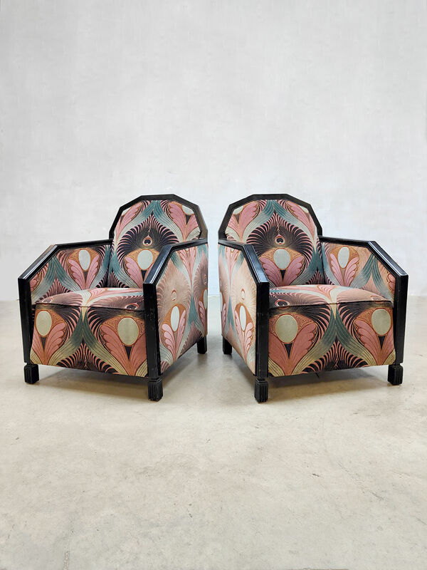Chaises club Art déco chaises longues 'Luxury peacock dessin'