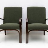 Ensemble Art Déco italien Bouclè vert composé de deux fauteuils et d'un petit canapé, années 1930