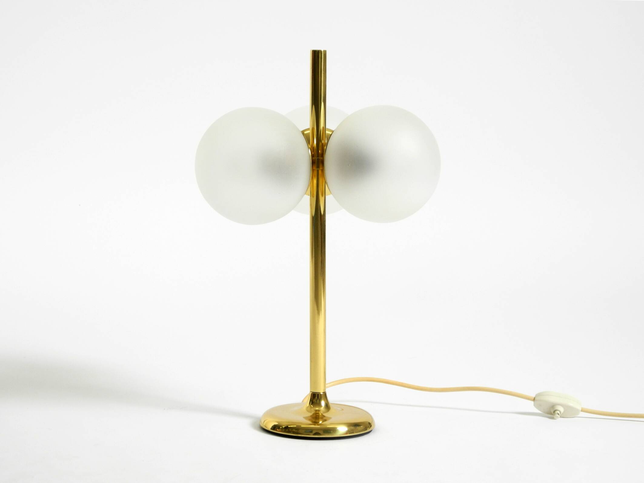 1960s Space Age brass table lamp by Kaiser Leuchten  with 3 glass globes