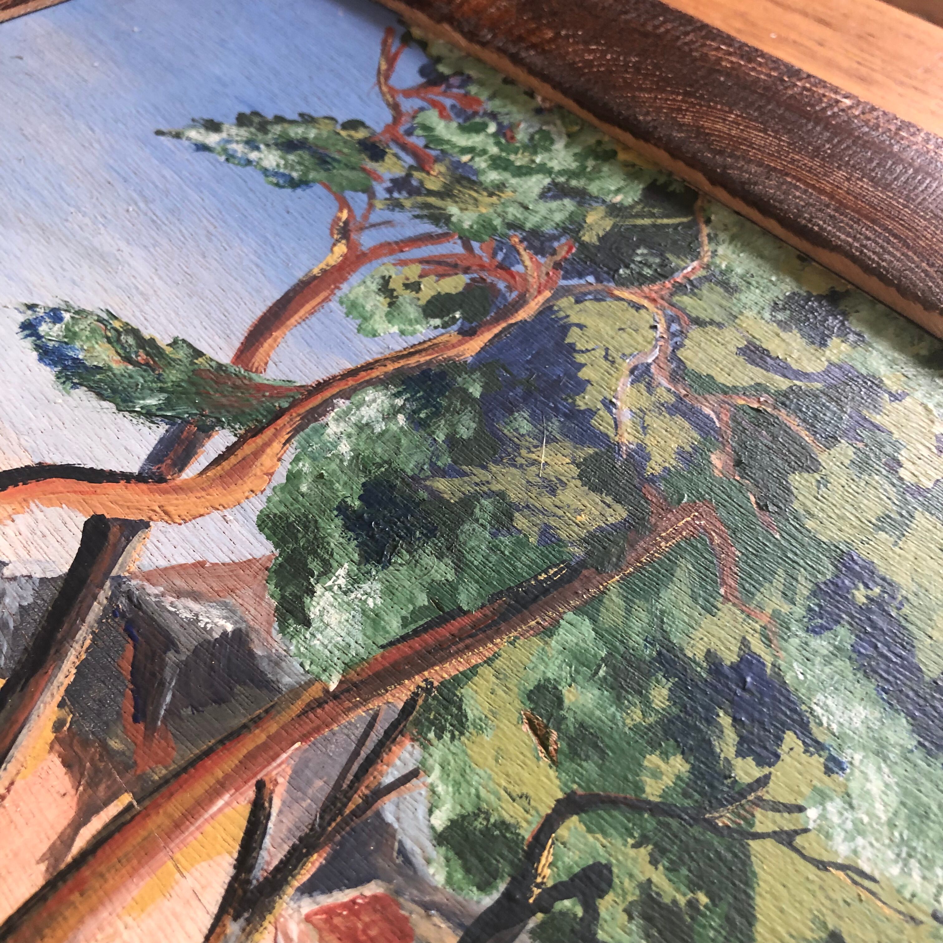 Painting on wood, signed – seaside