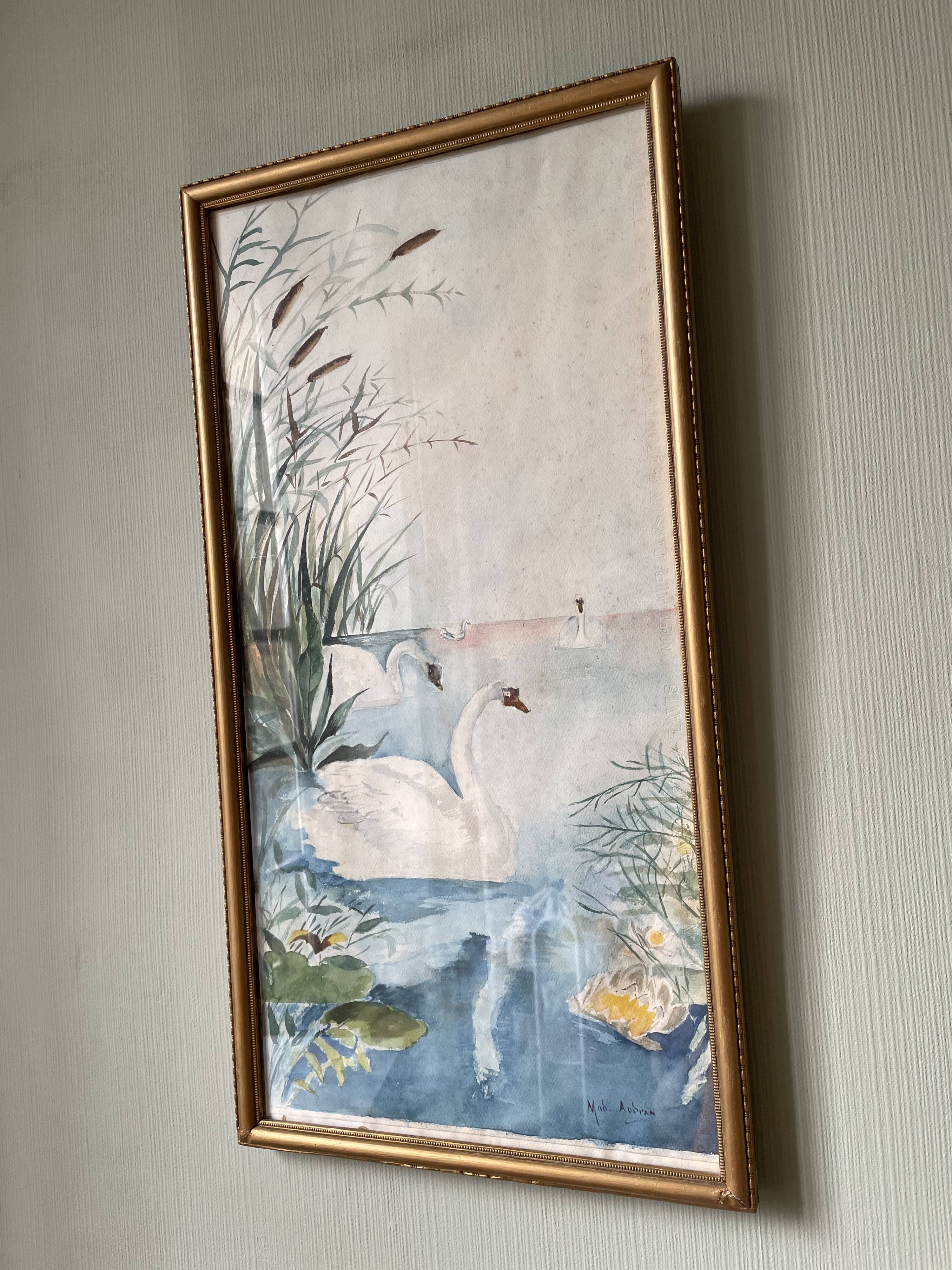 Tableau ancien bord de rivière