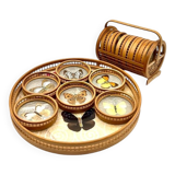 Bamboo Tray with 12 Colonial Style Butterfly Coasters