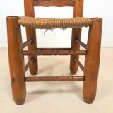 Vintage wooden chair with rush seating