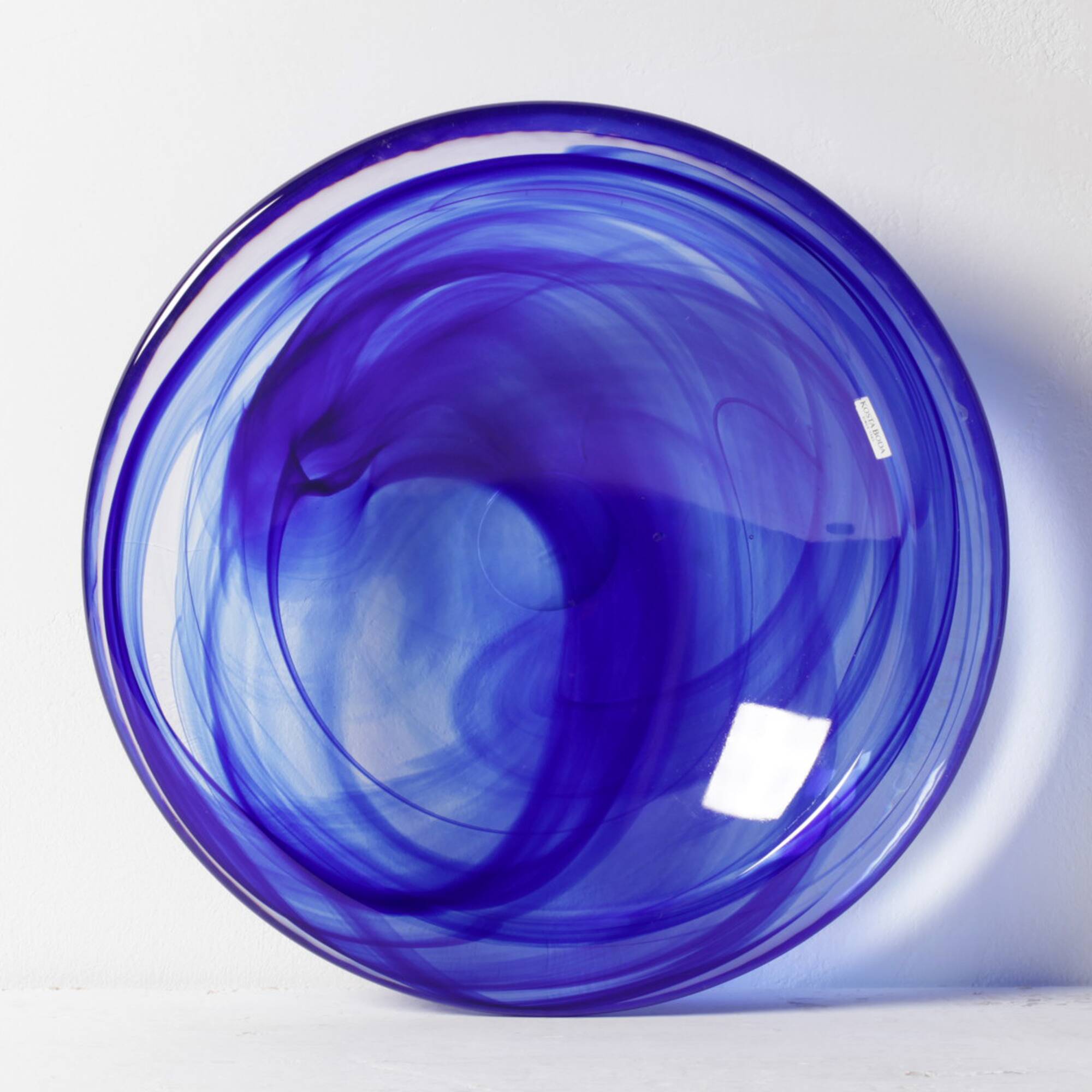 Large Blue Glass Bowl Atoll by Anna Ehrner for Kosta Boda / Sweden / 1990