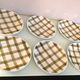 Set of six Moulin des Loups dessert plates, Nappe green model/ 50s-60s