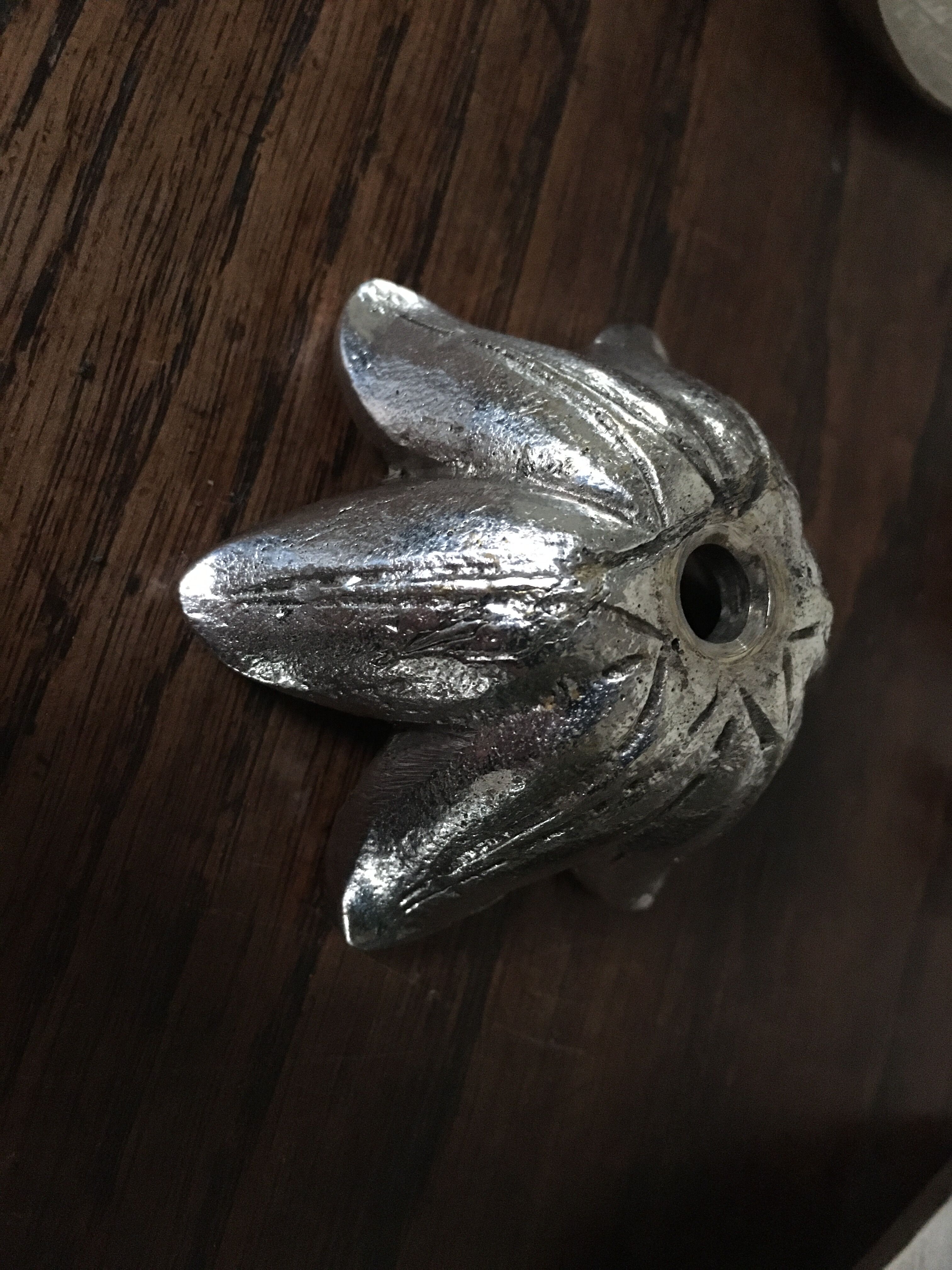 Silver metal flower ashtray