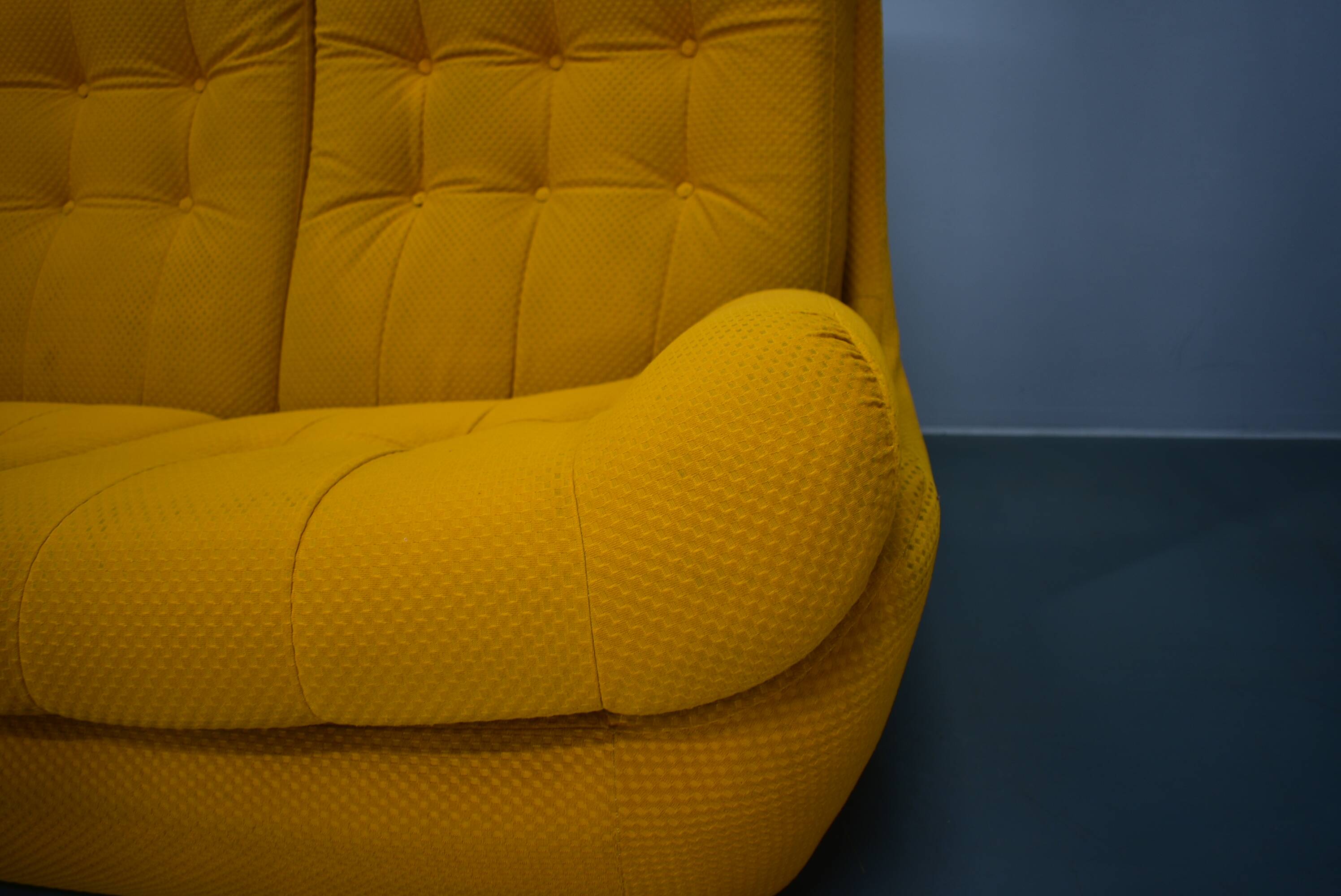 20th century, yellow Atlantis three-seater sofa, 1960s