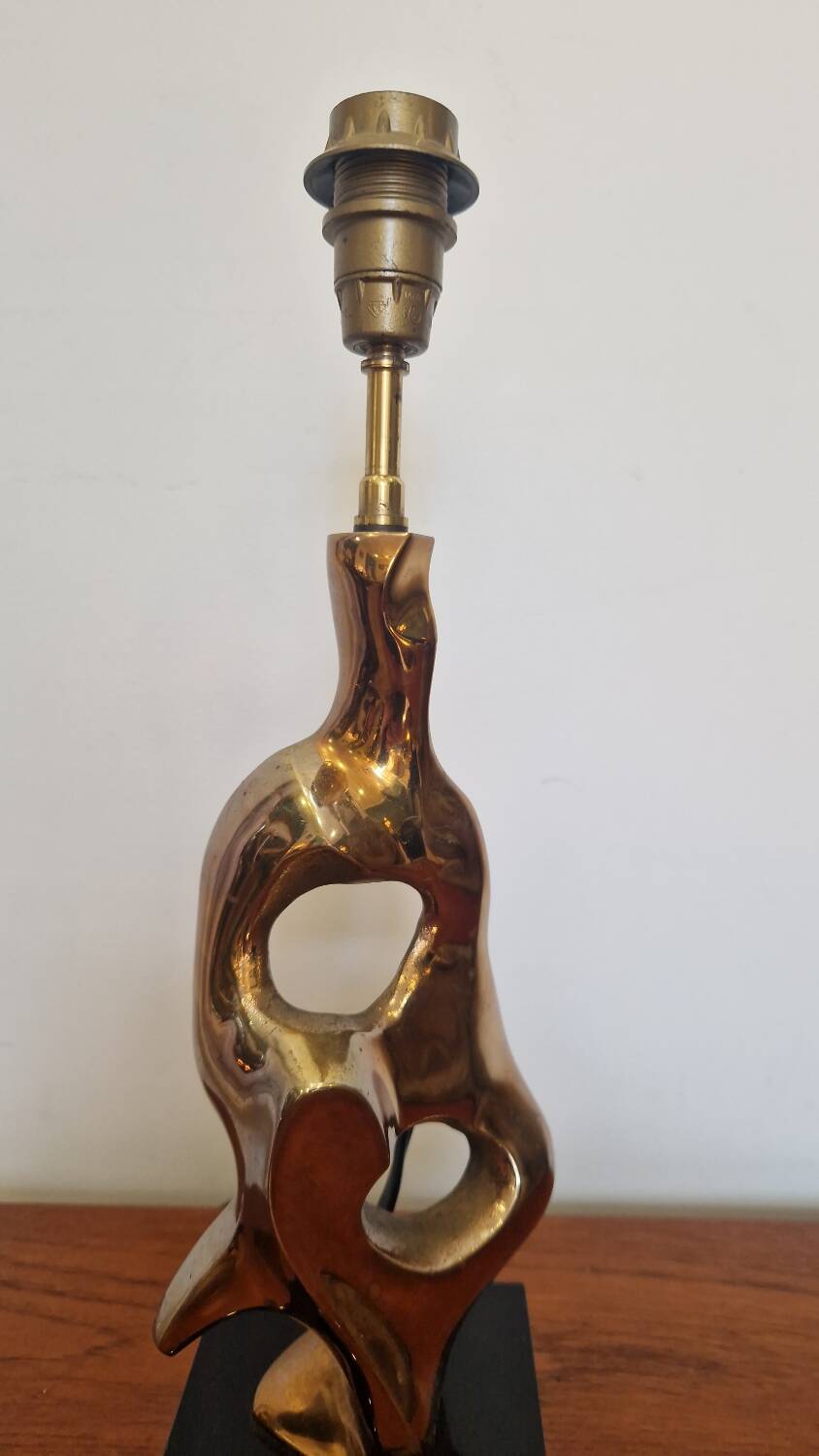 Michel Jaubert, gilt bronze lamp base. 1970s