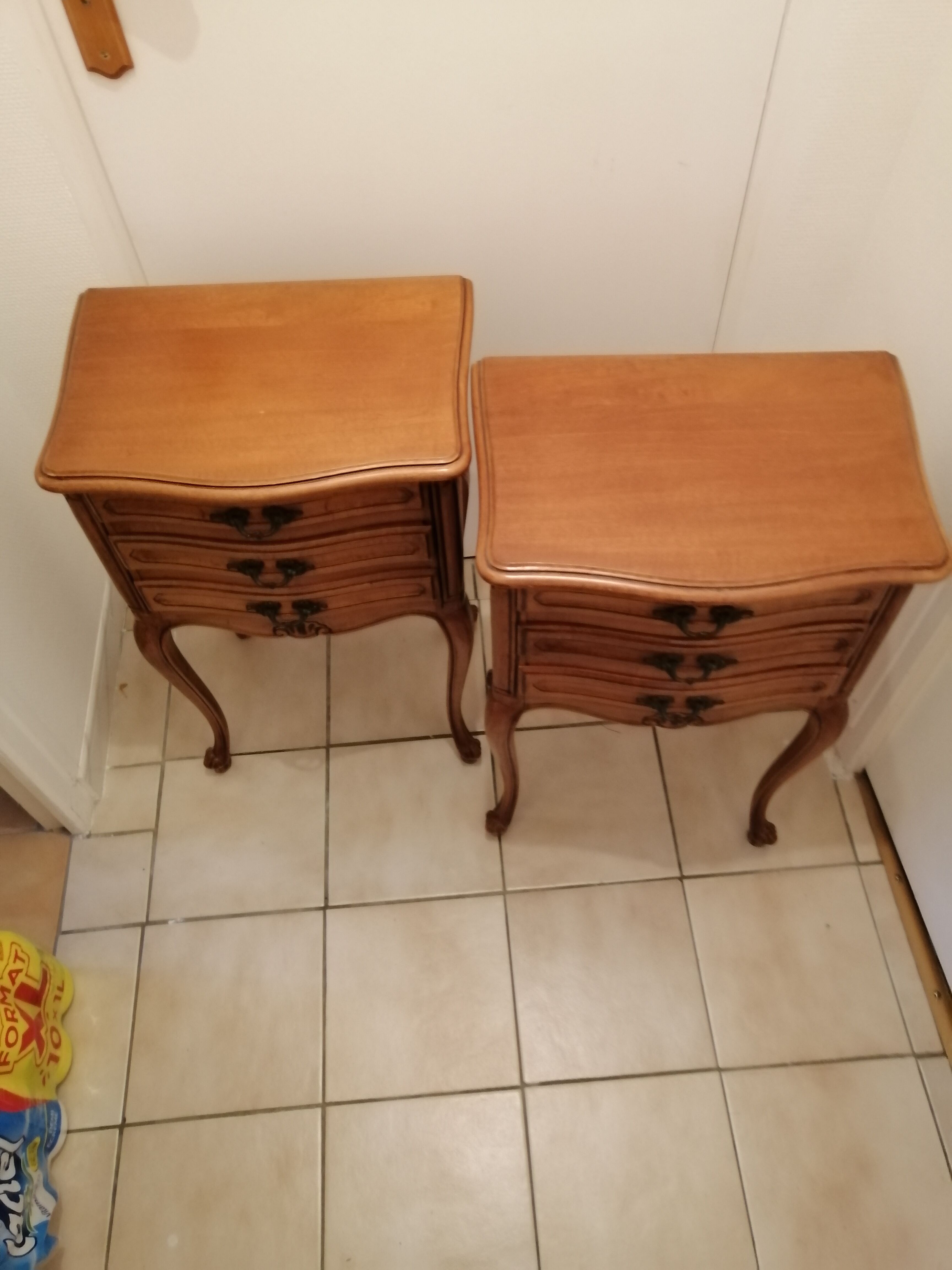 Pair of old wooden bedsides