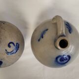 Set of 2 old Alsace stoneware jars (oil cruets)