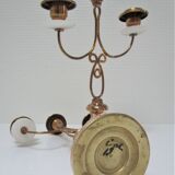 Pair of brass and three-pointed stone candelabra candle holders early twentieth century