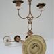 Pair of brass and three-pointed stone candelabra candle holders early twentieth century