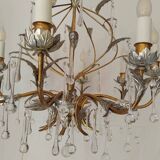 Holywood Regency 70's 8-light chandelier