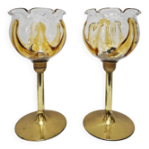 Pair of Mid Century Modern brass table lamps by Mazzega