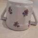 Large milk jug and sugar bowl from the 1930s, decorated with a bouquet of flowers. Silver thread.
