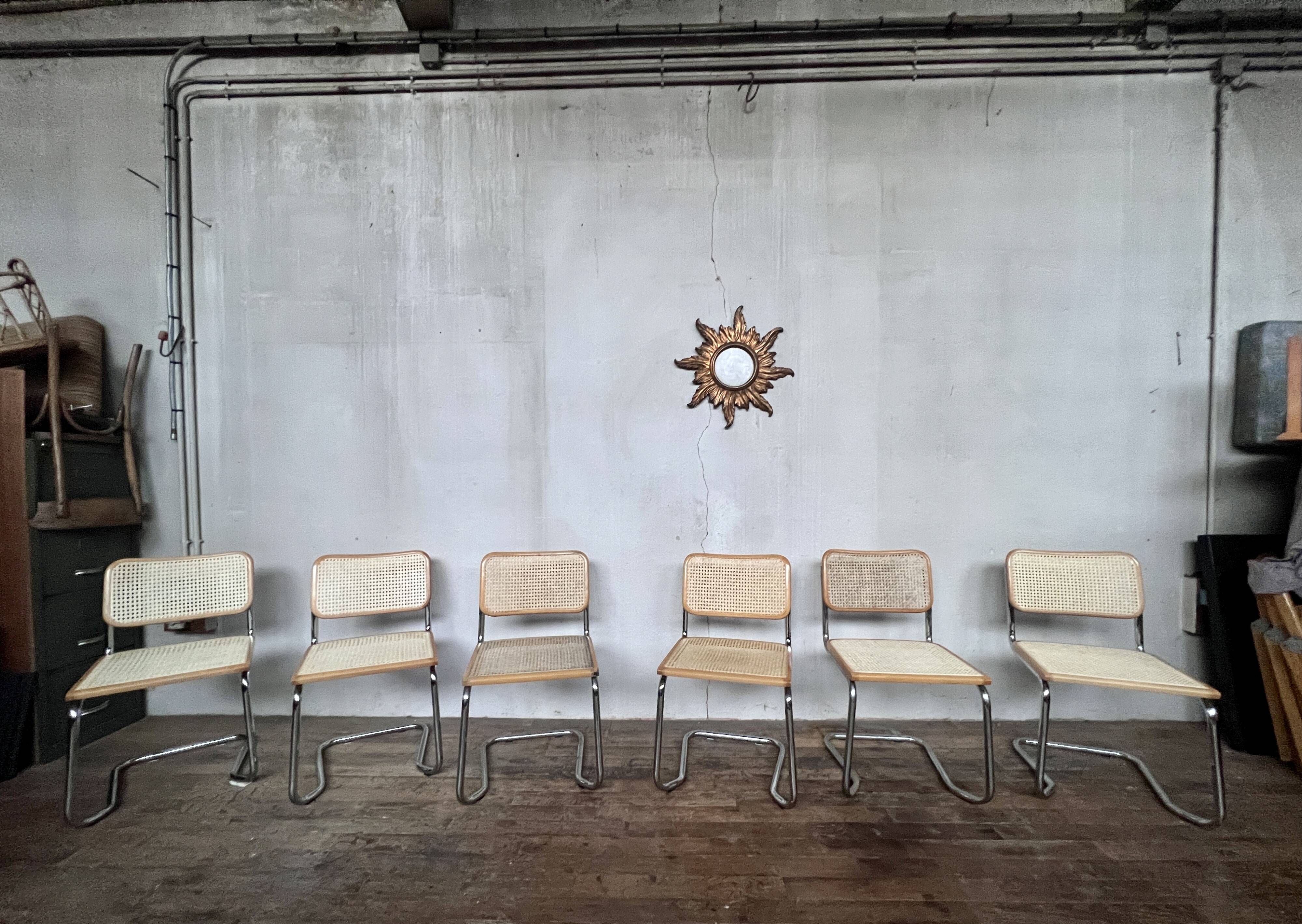 Series of 6 vintage Marcel Breuer style chairs