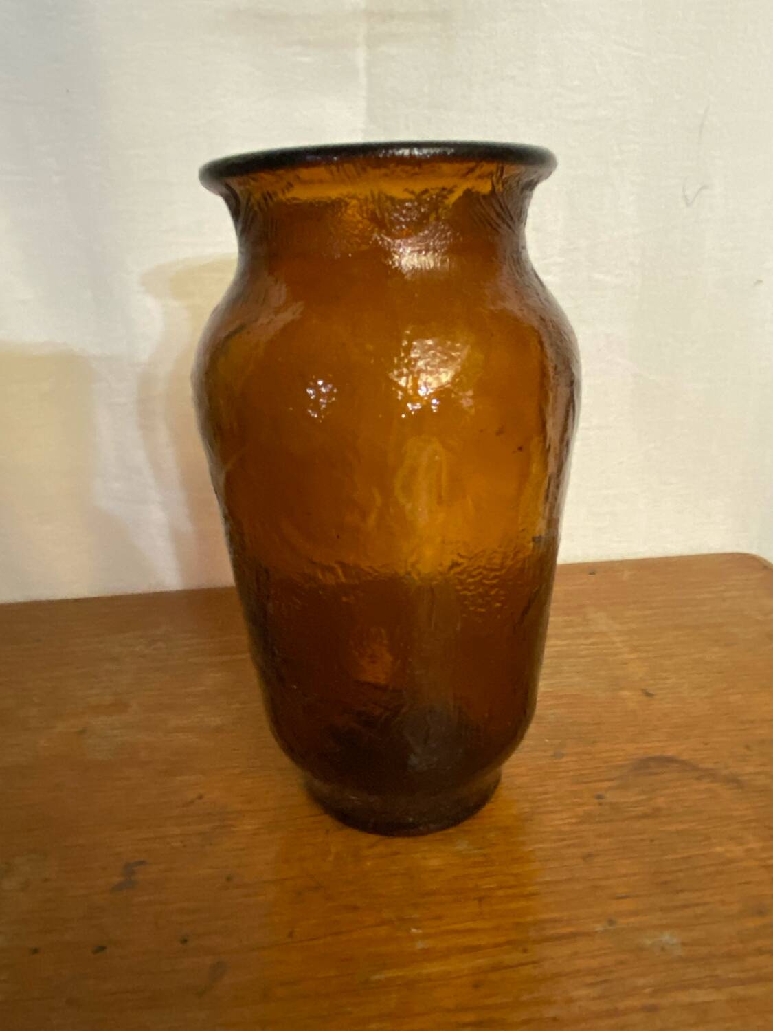 Vintage henkel amber molded glass vase, 1960s, germany