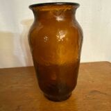 Vintage henkel amber molded glass vase, 1960s, germany