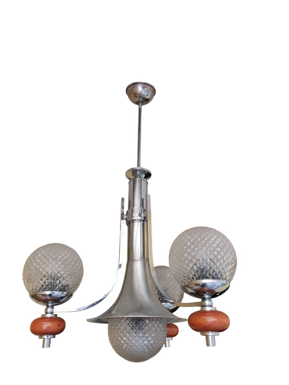 Lampadario a tre luci Space Age, anni '70