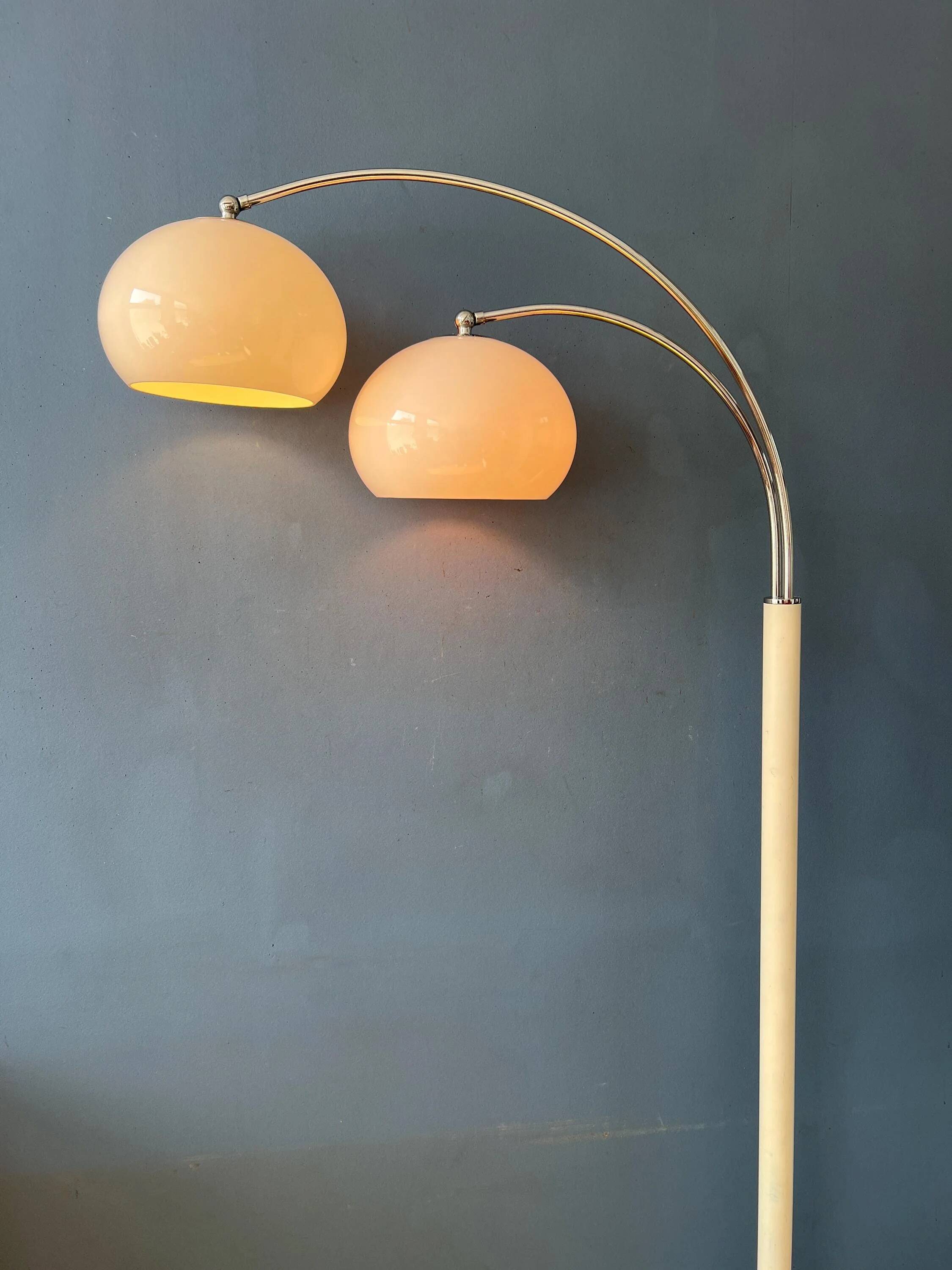 Space Age Dijkstra double arc white mushroom floor lamp