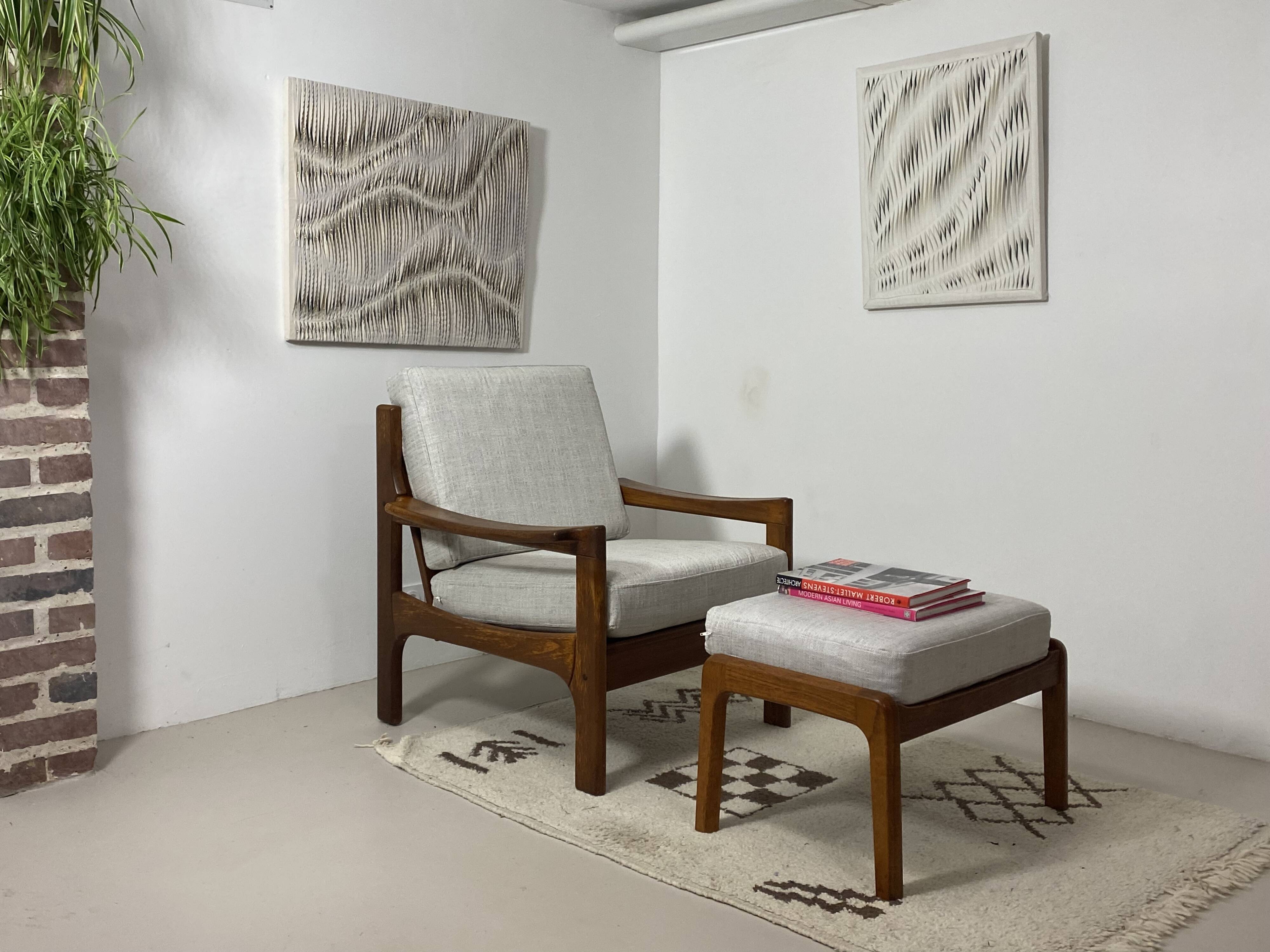Danish teak armchair and ottoman, 1960s