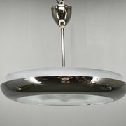 1930s Bauhaus UFO Chrome and Glass Pendant Light, Czechoslovakia