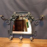 Art deco wrought iron wall coat rack