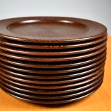 Assiettes de présentation en wengé massif, années 60