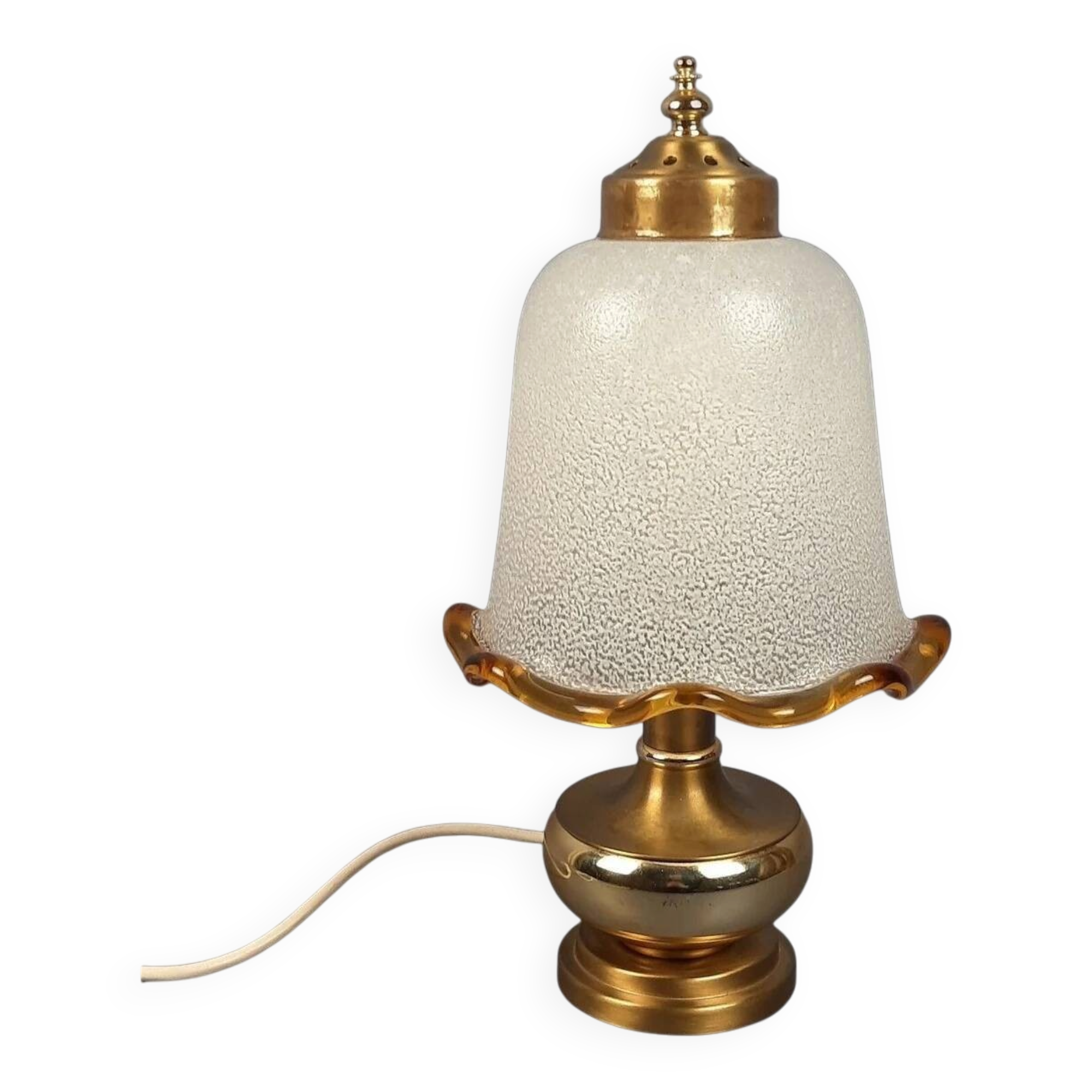 Lampe de Table Verre Murano Laiton Champignon Design Moderne Ans ‘70
