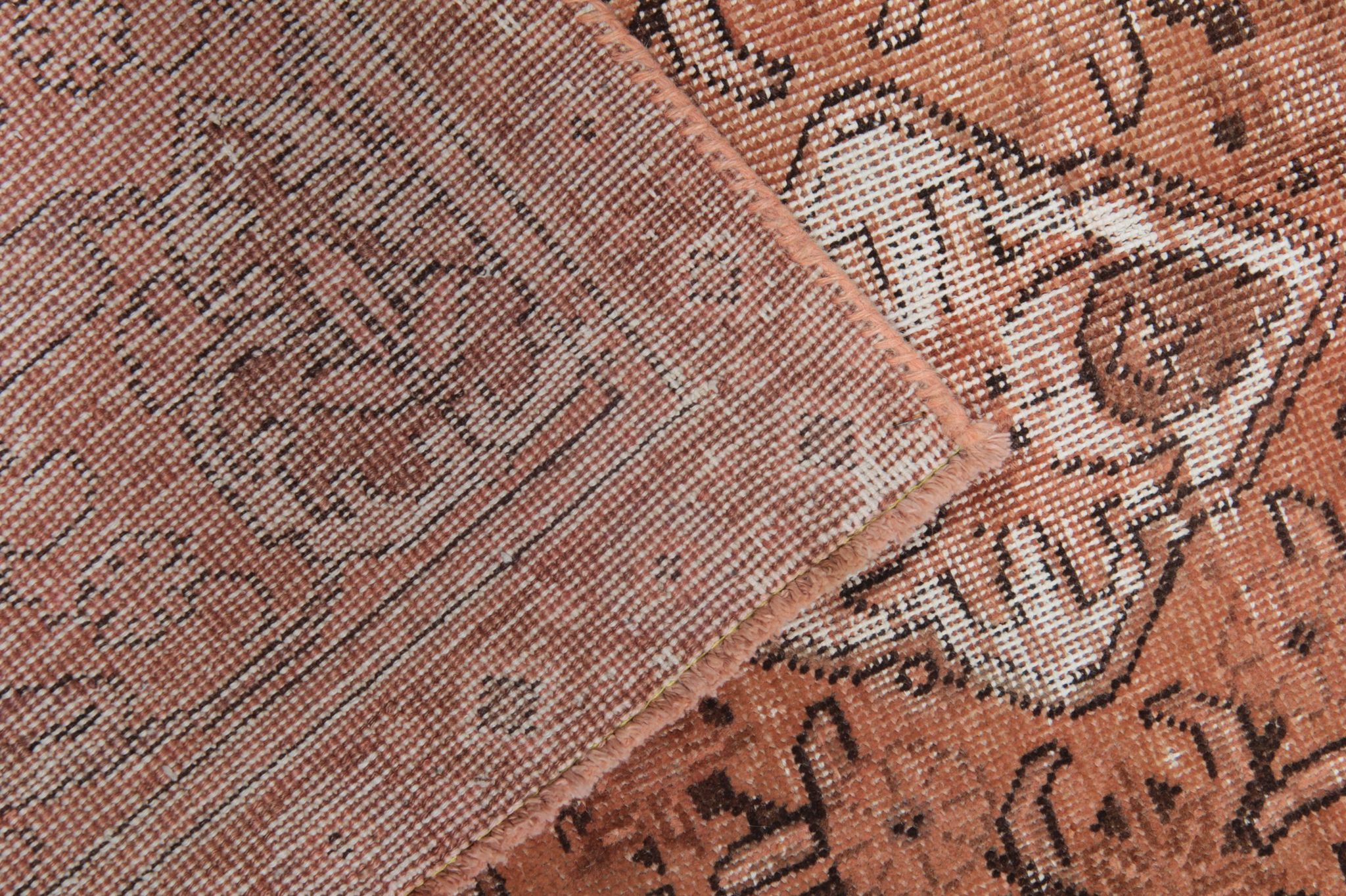 Overdyed handmade persian rust brown wool area rug - 241x342cm