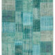 Handmade turkish overdyed 204 cm x 303 cm turquoise patchwork carpet