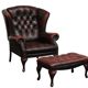 Bergère armchair and its "Chesterfield" footrest