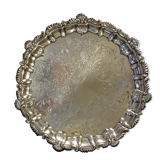 Silver metal tray engraved in late 19th century England rock style
