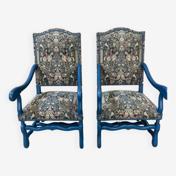 Pair of vintage original tapestry armchairs