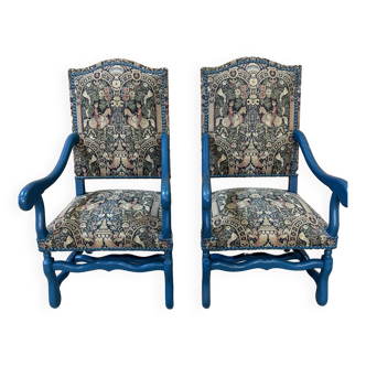 Paire de fauteuil vintage tapisserie d'origine