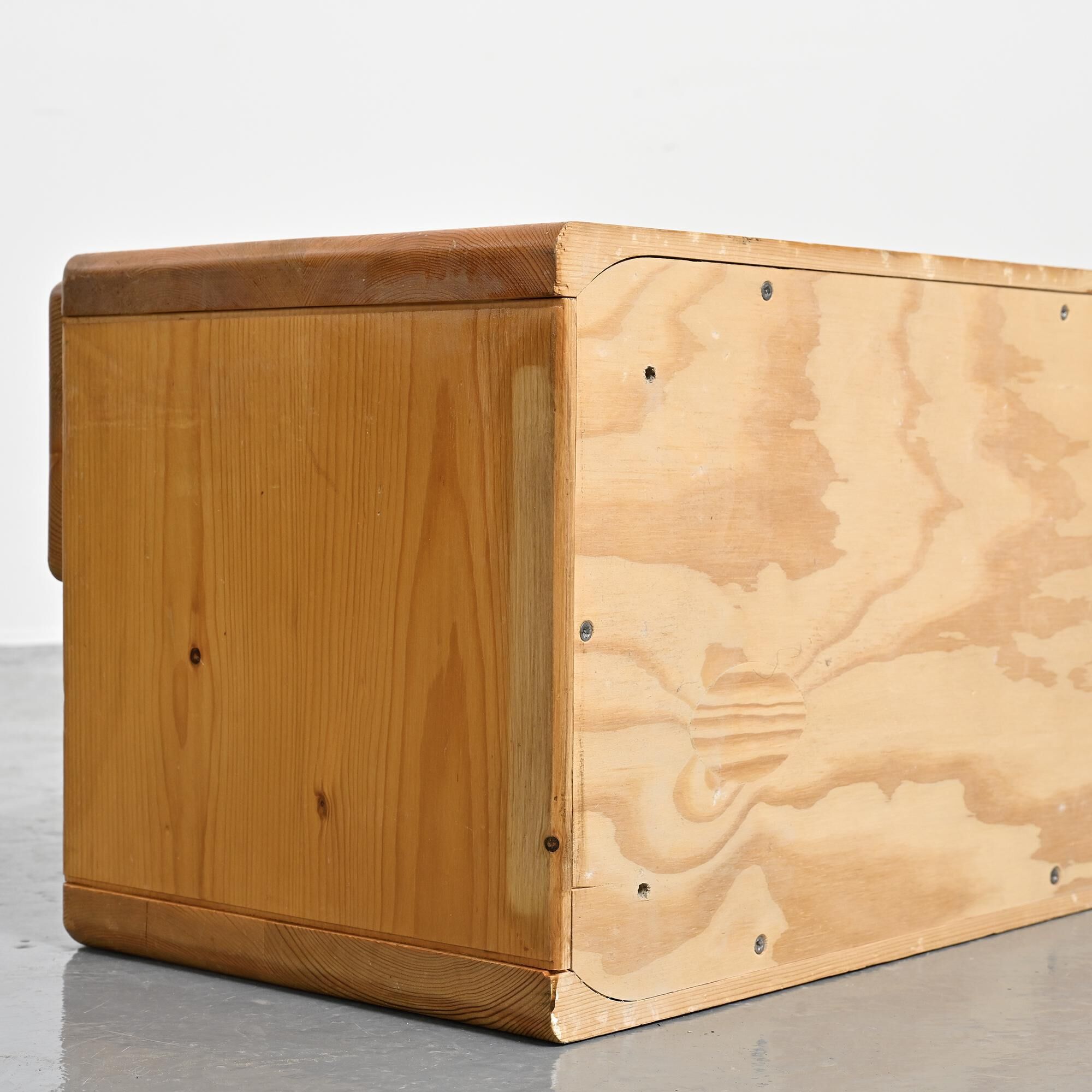 Solid pine bedside table from Arcs, France 1975